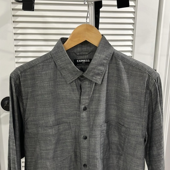 Gray Long Express Dress Shirt Casual Sz Medium - Picture 2 of 3
